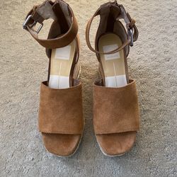 Dolce Vita Wedge Platform Sandals Size 7.5 - Tan With Braided Woven Detail
