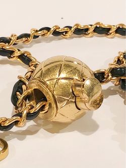 Black & gold chain strap with gold chain and black faux leather