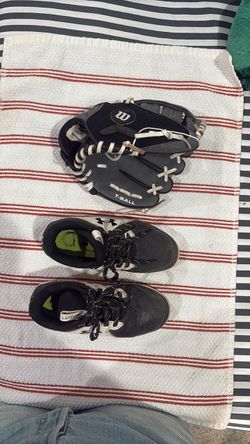 T-Ball cleats and glove