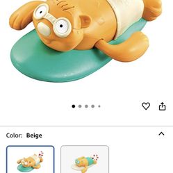 Pull String Baby Bath Toy Pull & Go Beaver Cute Surfing Beaver Swimming Beaver Windup Clockwork Bathtub Toy for Toddlers (Blue)