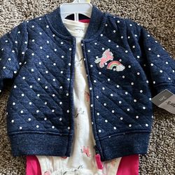 Unicorn Jacket, Bodysuits, Pants 3 Months