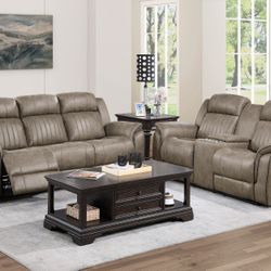 2PC Brown Sofa & Loveseat 