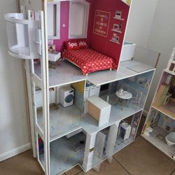 2 Doll Houses with dolls  and furniture