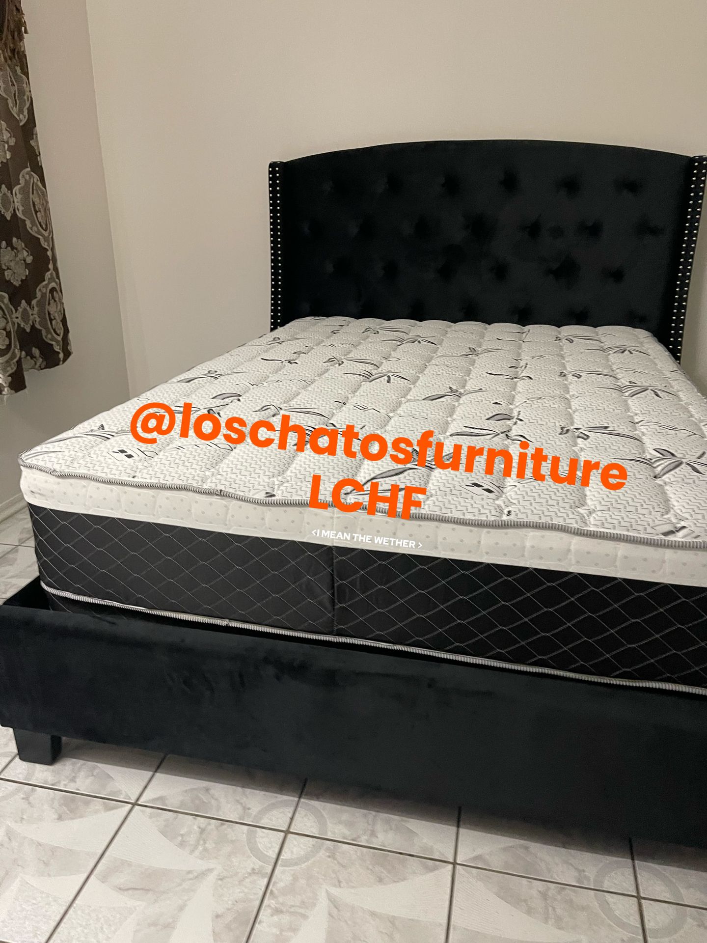 Queen size bed frame +box spring + mattress
