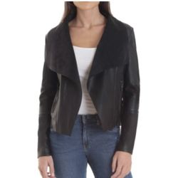 NWT Faux leather Open Front Bagatelle jacket. Sz S. Originally $99