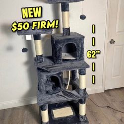 New 62” Tall Cat Tree In The Box $50 Firm-Firme