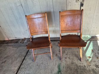 Vintage Wooden Folding Chairs Set of 2