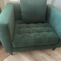 Green Velvet Mid Century Chair 