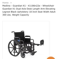 Medline 18” Guardian Wheelchair-K1186N22E