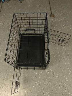 Foldable Metal Wire Dog Crate with Tray, Double Door, Divider, 24 x 18 x 20 in, Black