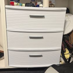 3 Drawer Plastic White Wide Tower