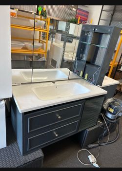 New 40" Black Or White Floating Bathroom Vanity w/ Sink & Medicine Cabinet