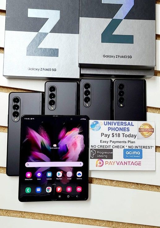 Samsung Galaxy Z Fold 3 Unlocked Like New Condition No Defects.  $1 Down NO CREDIT CHECK FINANCING