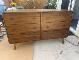 New Mid Century Dresser W Curved Corners.  Dark Walnut Finish.  62x17x36H.  Free Delivery!