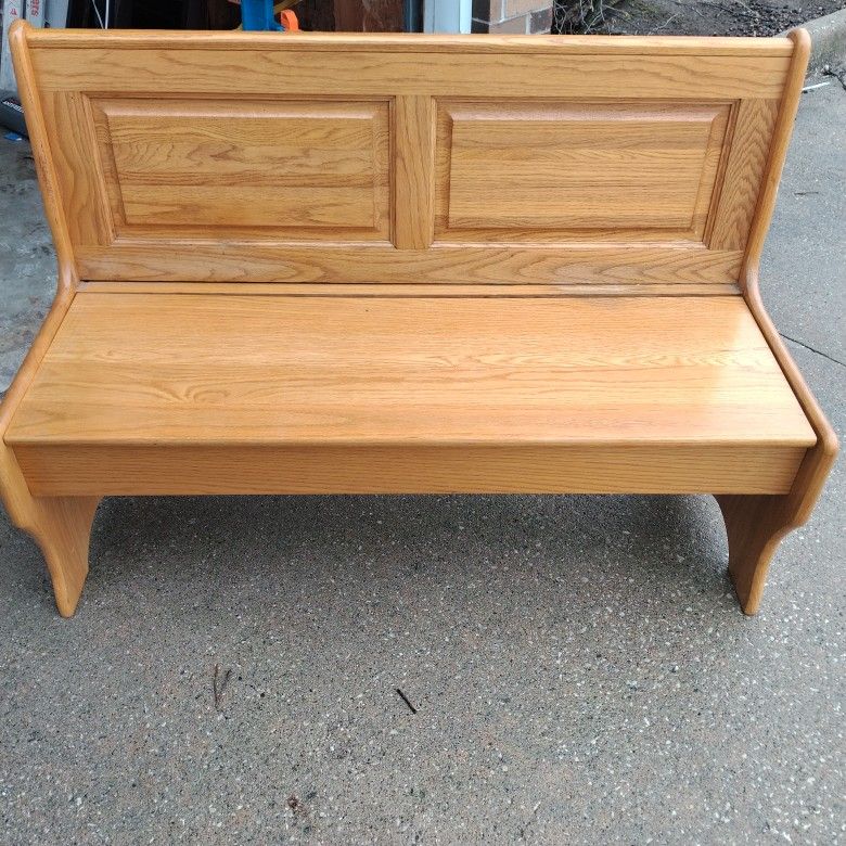 Solid Oak Bench With Storage