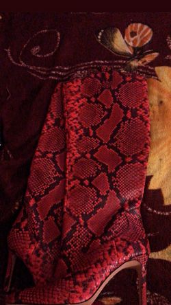 Red Reptile High Boots