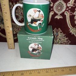 Vintage Norman Rockwell Grandpa on Rocking Horse Ceramic Coffee Mug 1933 SEPS