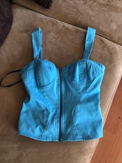 Bebe turquoise denim corset
