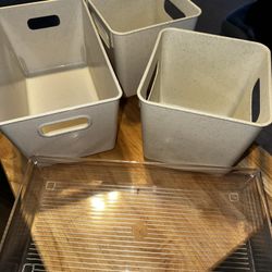 Plastic Storage Bins For Makeup Kitchen Room Closet Organization
