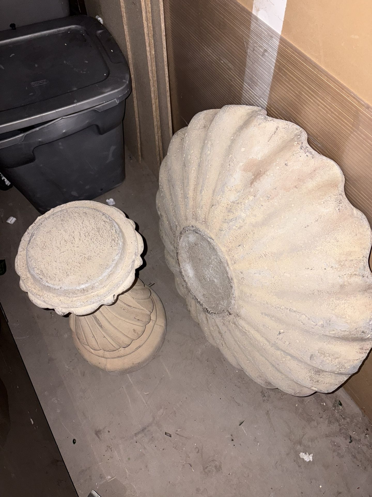 RARE Signed Concrete Pedestal BIRD BATH