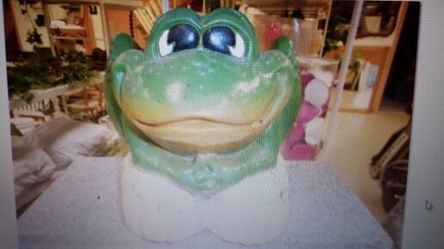 Cute ceramic frog with tennis shoes planter