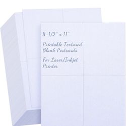 Satinior 400 Pcs 8-1/2 x 11 Laser/Inkjet Printer Postcards 4 Per Page, Textured Blank Printable Business Cards White Mini Note Index Perforated Card S