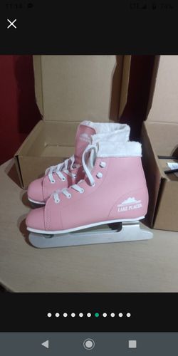 New size 2 Ice Skate Pair Lake Placid Girls Pink Starglide Skates Stainless Steel Blade Ice Skating 