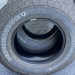 275/70/17. Two Used Firestone Destination, 10 Ply Tires Great Tread.