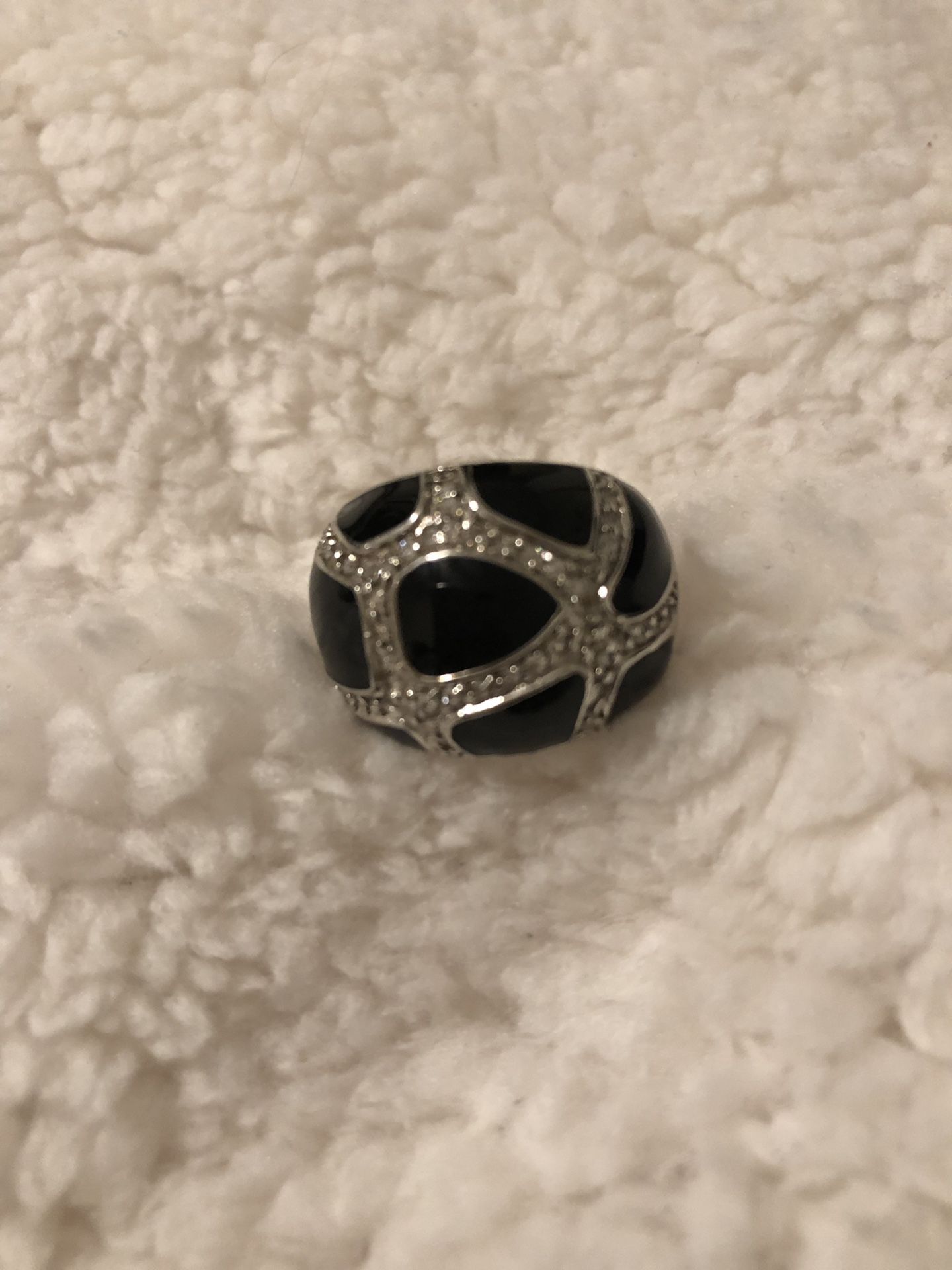 NEW Black Onyx Ring w/ CZ’s-Sterling Silver