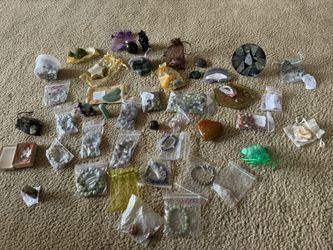 Various Crystals, Rings, And Other Stones