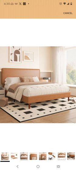 Brand New in box modern peanut butter leather king size platform bed!!!