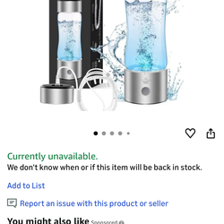 Hydrogen Water Bottle, 1 Hydrogen Water Bottle Generator, Hydrohealth Hydrogen Water Machine Improve Water in 3 Mins for Home, Office, Travel,