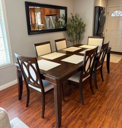 Dark Wood Dining Table with 6 Chairs