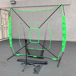 (NEW) $75 Baseball Softball (7x7’ Net & Ball Tee Set) Practice Hitting & Pitching Net w/ Carry Bag