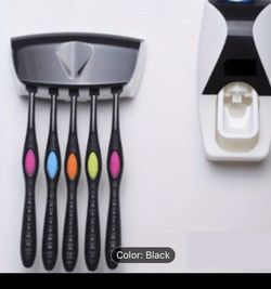 Wall-Mounted Toothpaste Squeezer and Toothbrush Holder Set, Plastic, Uncharged, No-Drill Installation, Creative Lazy Tube Squeeze Kit with Adhesive In