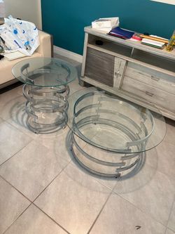 Modern Glass Top Tables (Set of 2)