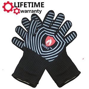 Midas BBQ Grilling heat Resistant Gloves Extreme Heat Resistant Oven Mitts,EN407 Protect up to 932°F-Cooking Oven (1 Pair)