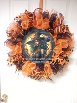 Orange And  Black Witch Wreath 