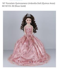 Quinceañera 18” Porcelain Umbrella Doll