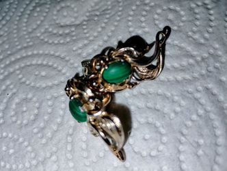 Vintage Soviet Sterling Silver Earrings W/Malachite 