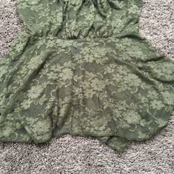 Green floral tank top.