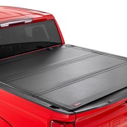 Rough Country Hard Tri-Fold Truck Bed Tonneau Cover For Chevy Silverado & GMC Sierra 1500 (2019-2025) - Aluminum Flip-Up Folding Bed Cover, Fits 5'10 