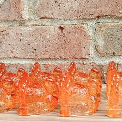 Williams-Sonoma Small Turkey Amber Glass Taper Candlestick Holders 