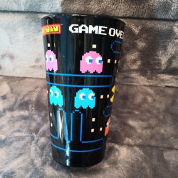 Pac-Man 'Game Over' Black Glass 15 oz 6" Tall Toonlabsink
