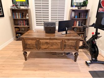 Solid Walnut Wood Office Desk + 3 drawer credenza