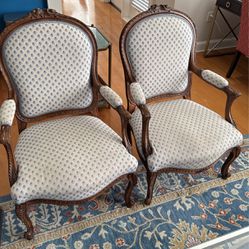 Blue And White Louis XV Chairs