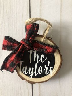 Wood slice Christmas ornaments