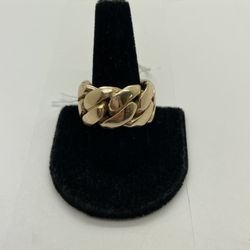 CUBAN RING 10KT YG, 43.8 GRAMS, SIZE 10, 16mm