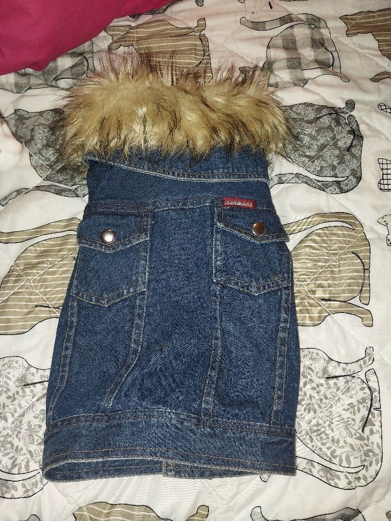 Dog Jean Jacket With Fur