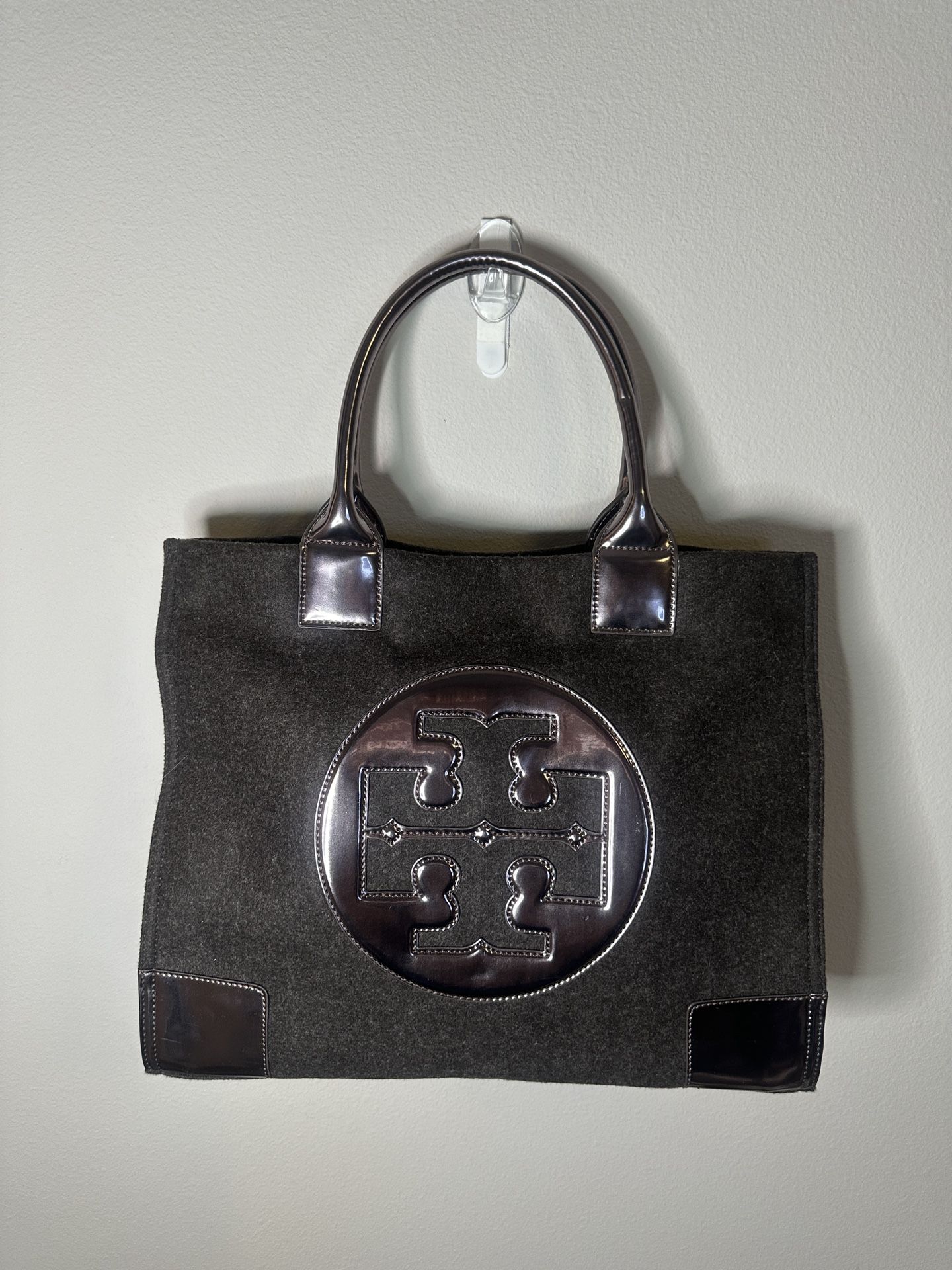 New Without Tags Tory Burch Gray Flannel And Silver Tote Bag